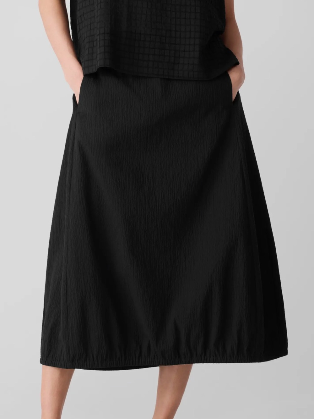 Eileen Fisher Black C/L Lantern Skirt NWT minimal casual boho maxi sustainable